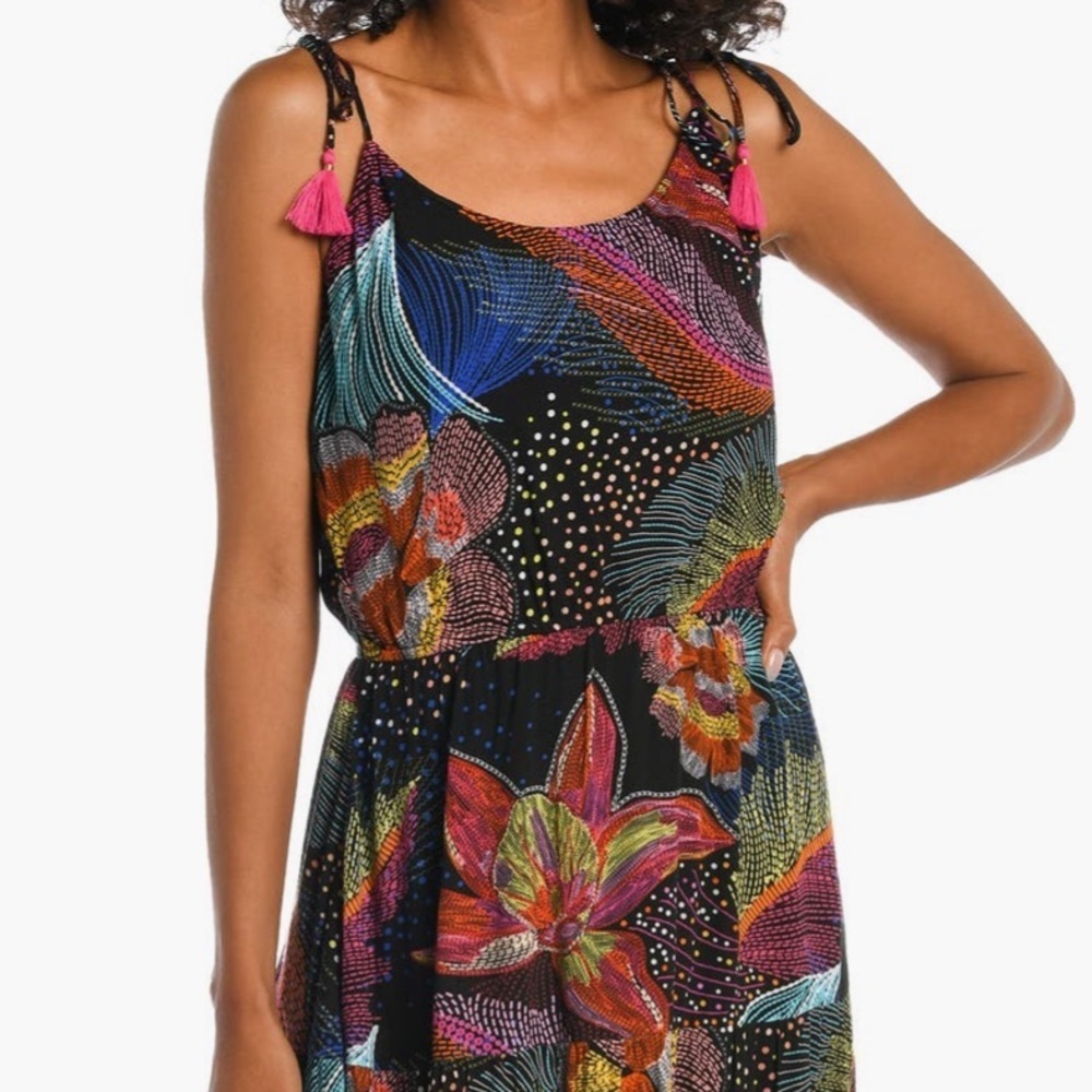 LaBlanca Sunlit Soriee Floral Multicolor Cover Up Maxi Dress size small - Picture 4 of 14